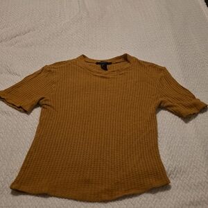 Forever 21 Mustard Textured Short Sleeve Tee